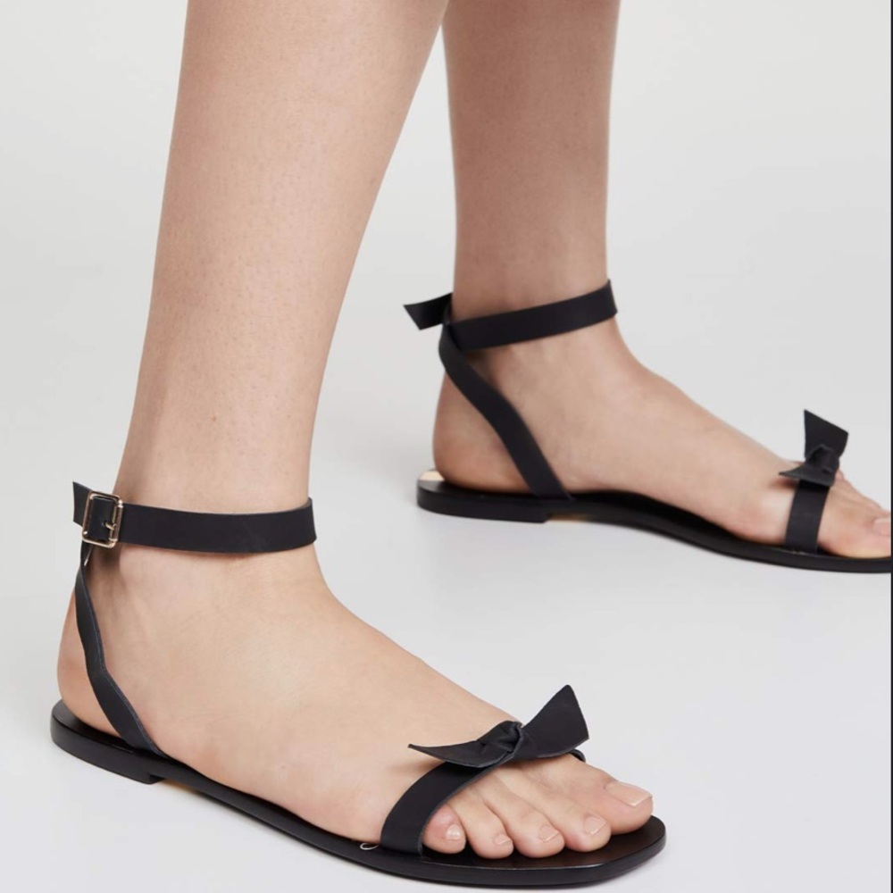 KAANAS Leather Ankle-wrap Bow Sandal